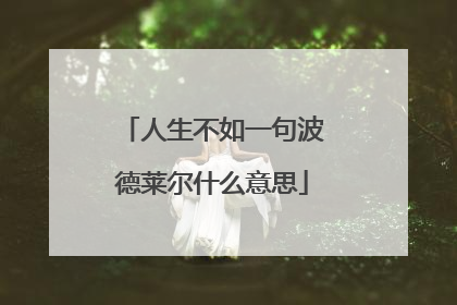 人生不如一句波德莱尔什么意思