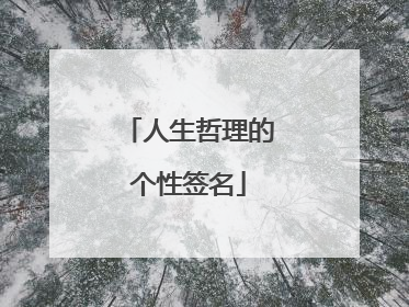 人生哲理的个性签名