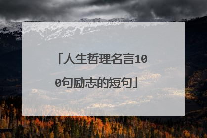 人生哲理名言100句励志的短句