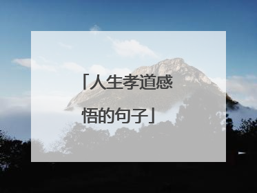 人生孝道感悟的句子