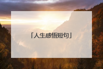 人生感悟短句