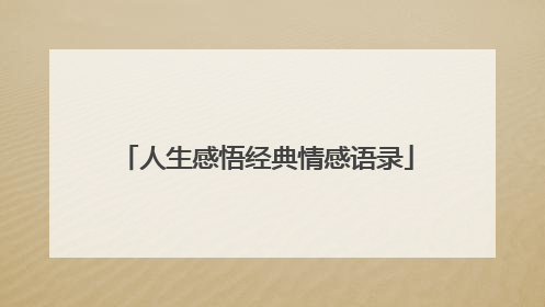 人生感悟经典情感语录