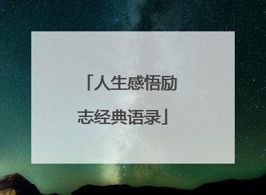 人生感悟励志经典语录