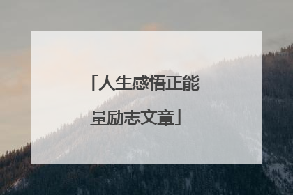 人生感悟正能量励志文章