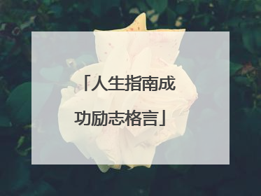 人生指南成功励志格言