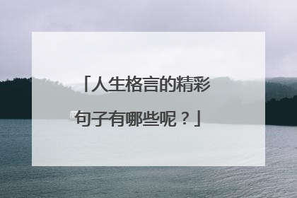 人生格言的精彩句子有哪些呢？