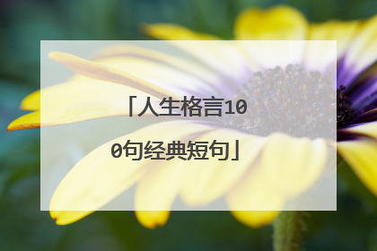 人生格言100句经典短句