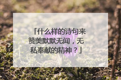 什么样的诗句来赞美默默无闻,无私奉献的精神?