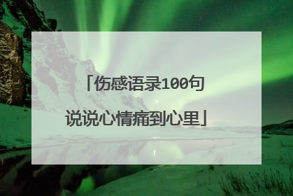 伤感语录100句说说心情痛到心里
