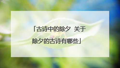 古诗中的除夕 关于除夕的古诗有哪些