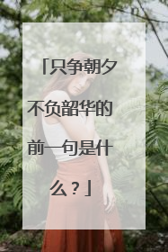 只争朝夕不负韶华的前一句是什么?
