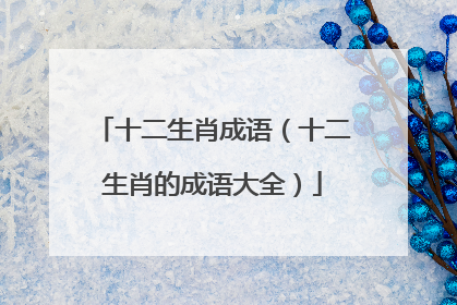 十二生肖成语(十二生肖的成语大全)