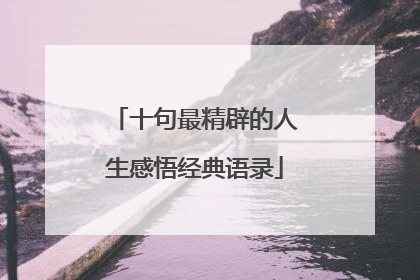 十句最精辟的人生感悟经典语录