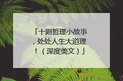十则哲理小故事，处处人生大道理！（深度美文）