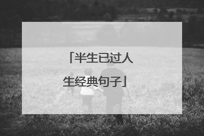 半生已过人生经典句子