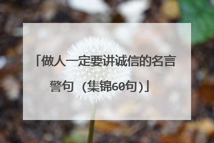 做人一定要讲诚信的名言警句 (集锦60句)