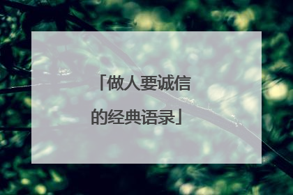 做人要诚信的经典语录