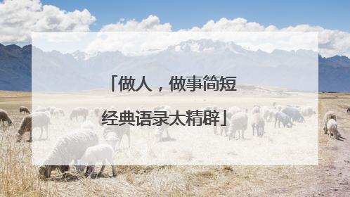 做人，做事简短经典语录太精辟