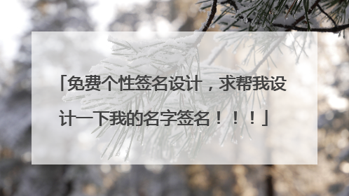免费个性签名设计，求帮我设计一下我的名字签名！！！