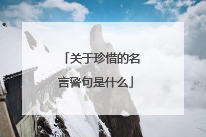 关于珍惜的名言警句是什么