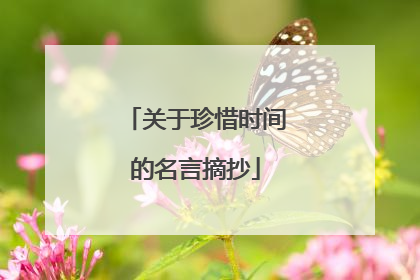 关于珍惜时间的名言摘抄