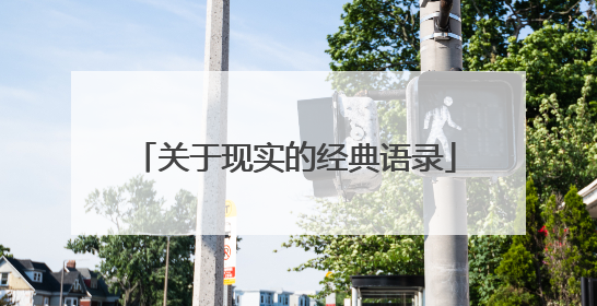关于现实的经典语录