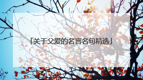关于父爱的名言名句精选