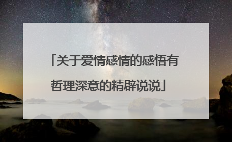 关于爱情感情的感悟有哲理深意的精辟说说