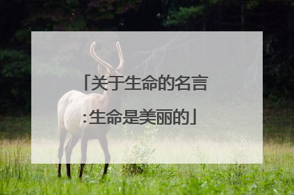 关于生命的名言:生命是美丽的