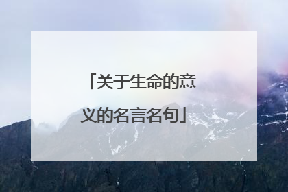 关于生命的意义的名言名句