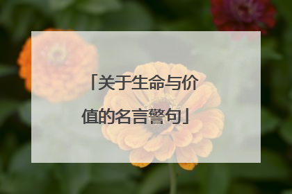 关于生命与价值的名言警句