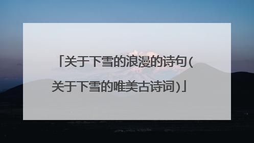 关于下雪的浪漫的诗句(关于下雪的唯美古诗词)