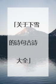 关于下雪的诗句古诗大全