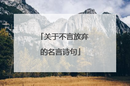 关于不言放弃的名言诗句