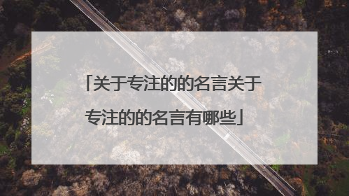 关于专注的的名言关于专注的的名言有哪些