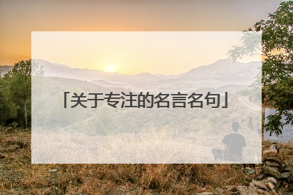 关于专注的名言名句
