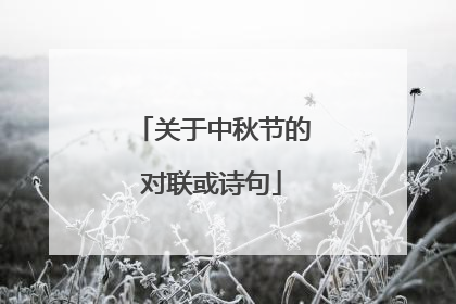 关于中秋节的对联或诗句
