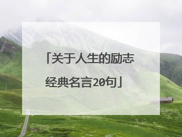 关于人生的励志经典名言20句