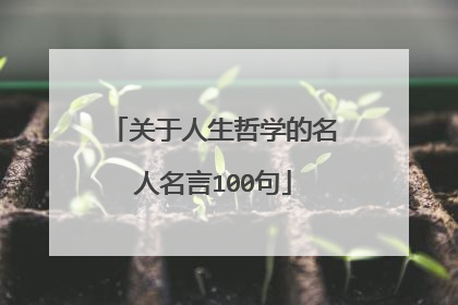 关于人生哲学的名人名言100句