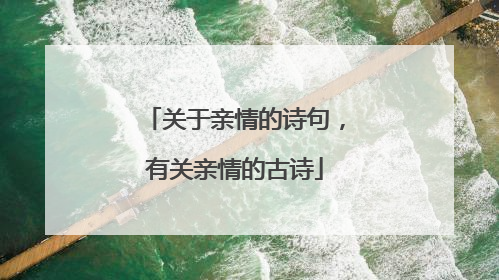 关于亲情的诗句，有关亲情的古诗