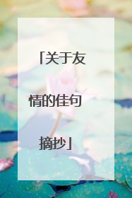关于友情的佳句摘抄