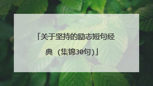 关于坚持的励志短句经典 (集锦30句)