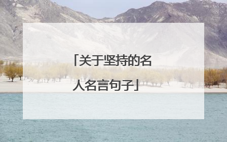 关于坚持的名人名言句子