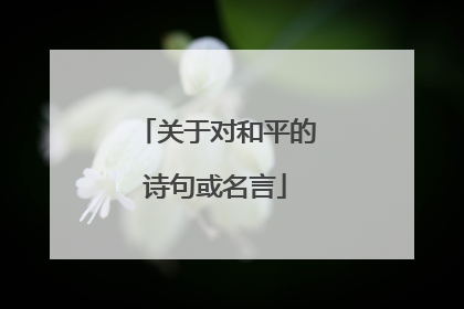 关于对和平的诗句或名言