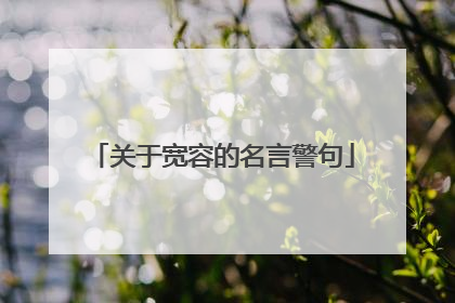 关于宽容的名言警句