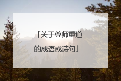 关于尊师重道的成语或诗句