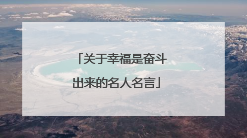 关于幸福是奋斗出来的名人名言