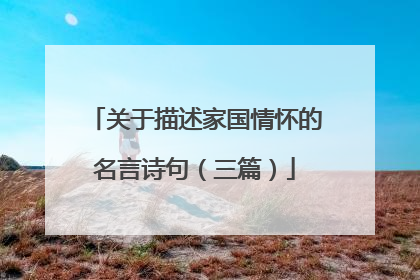 关于描述家国情怀的名言诗句(三篇)