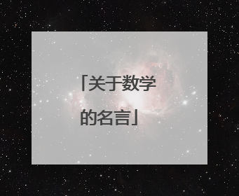 关于数学的名言