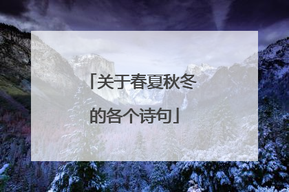 关于春夏秋冬的各个诗句